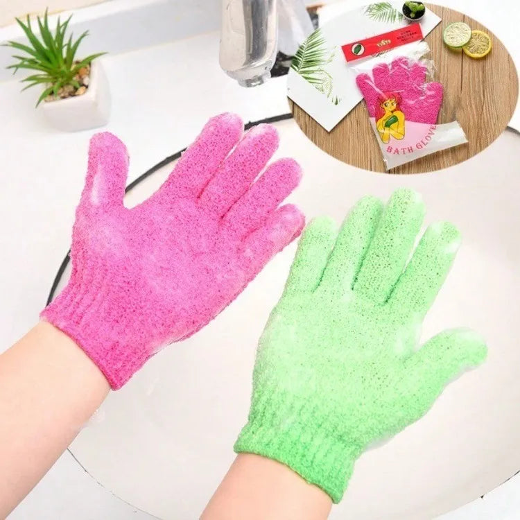 Nylon Exfoliating Bath Brush Gloves Double Sided Exfoliating Gloves for Beauty Spa Massage Skin Shower Scrubber