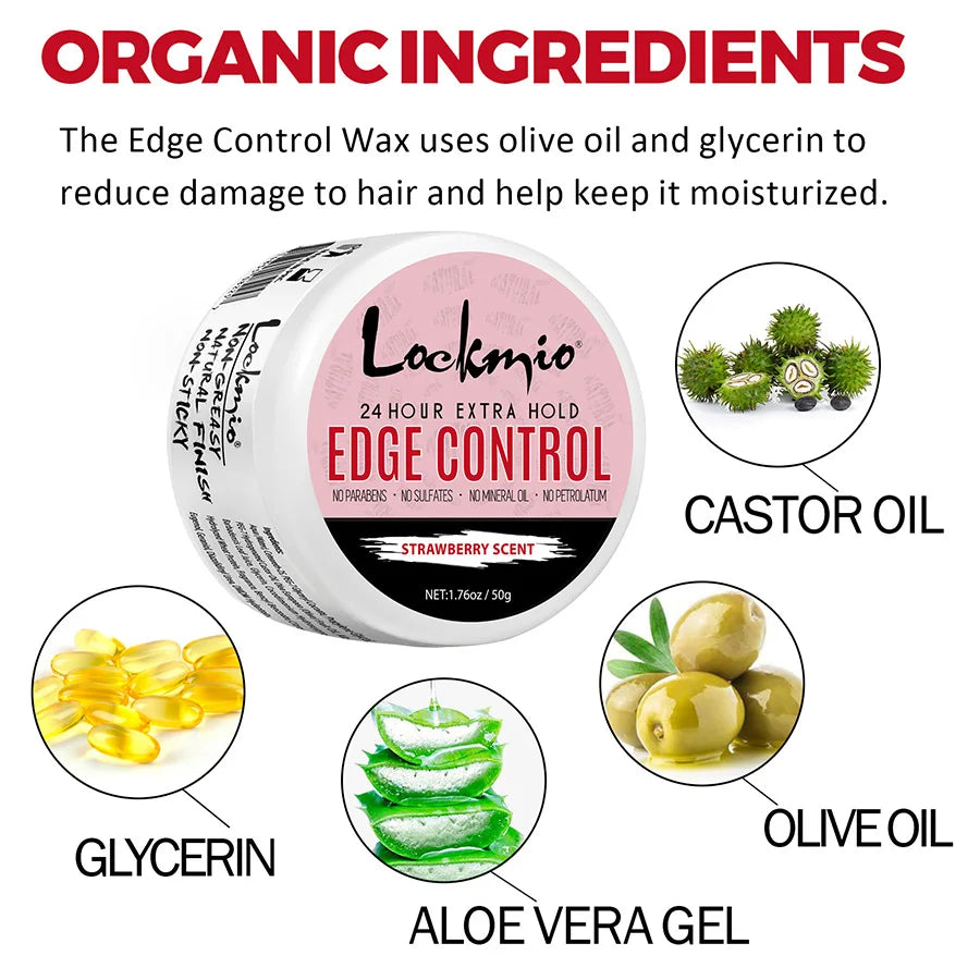 LOKMIO 50g Edge Control 24 Hour Extra Hold Hair Gel Pomade Broken Hair Finishing Styling Cream Smooth Anti-Frizz Wax