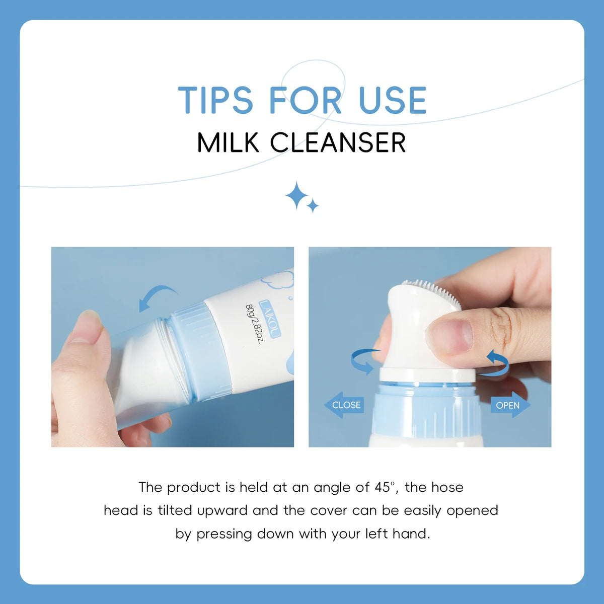 LAIKOU Milk Foaming Cleanser Dual Amino Acids Gentle Deep Cleansing Brightening for All Skin Types 80g
