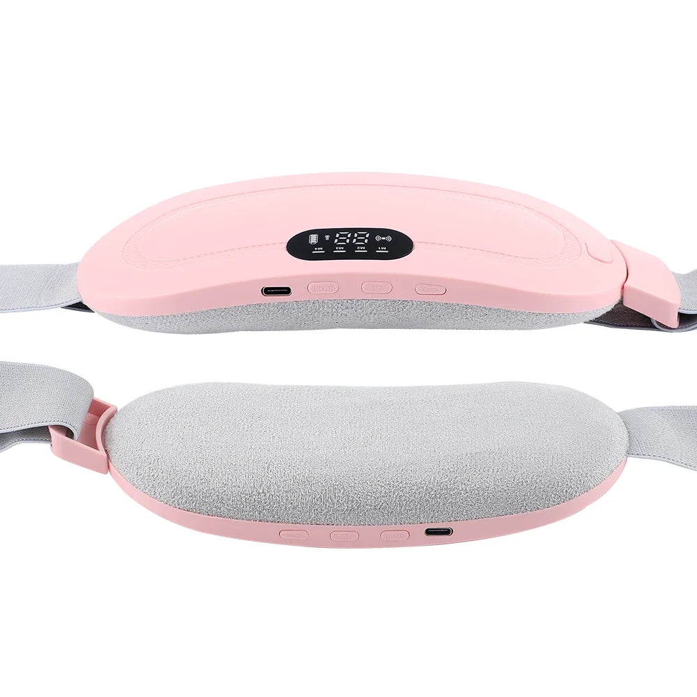 Electric Waist Massage Period Cramp Massager Vibrating Heating Belt for Menstrual Waist Stomach Abdominal Warm Palace Belt