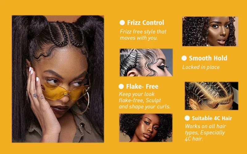 Braiding Gel Strong Hold Neat Braid Gel Hair Braid Gel for Braids Hair Mousse for Braids Styling Product Braid Mousse