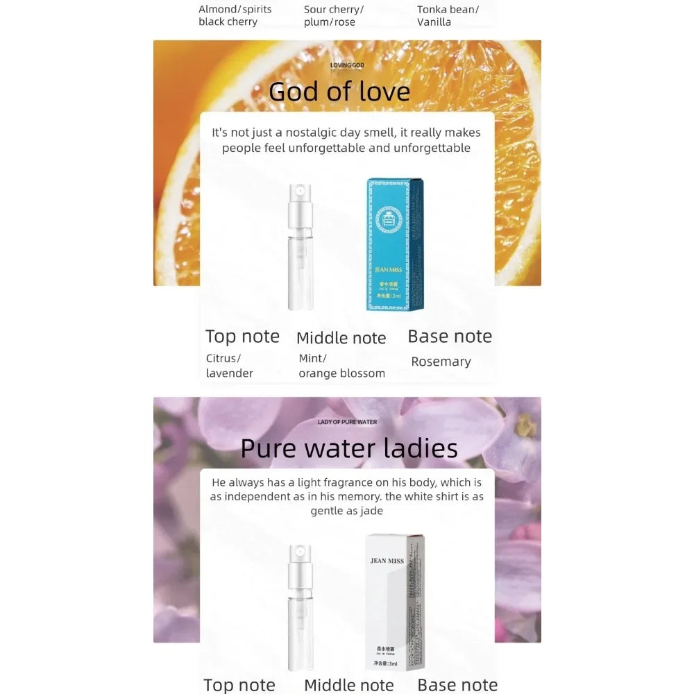 10PCS Mini Travel Size 3ml Perfume Women Men Unisex Fragrance Set Eau De Toilette Gift for Her Him Deodorant Body Spray