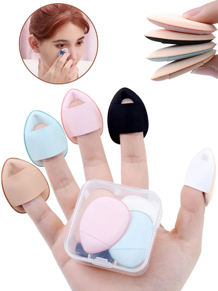 6Pcs Mini Finger Puff Foundation Small Air Cushion Powder Sponge Face Concealer BB Cream Cosmetic Applicator Makeup Tools