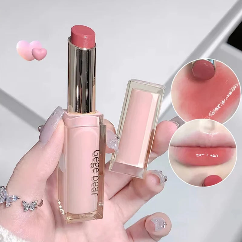 Silky Glossy Lipstick Gege Bear Pump Lips Moisture Water Bomb Comfortable Ultra Sheen Non-Stick Cup Lip Balm