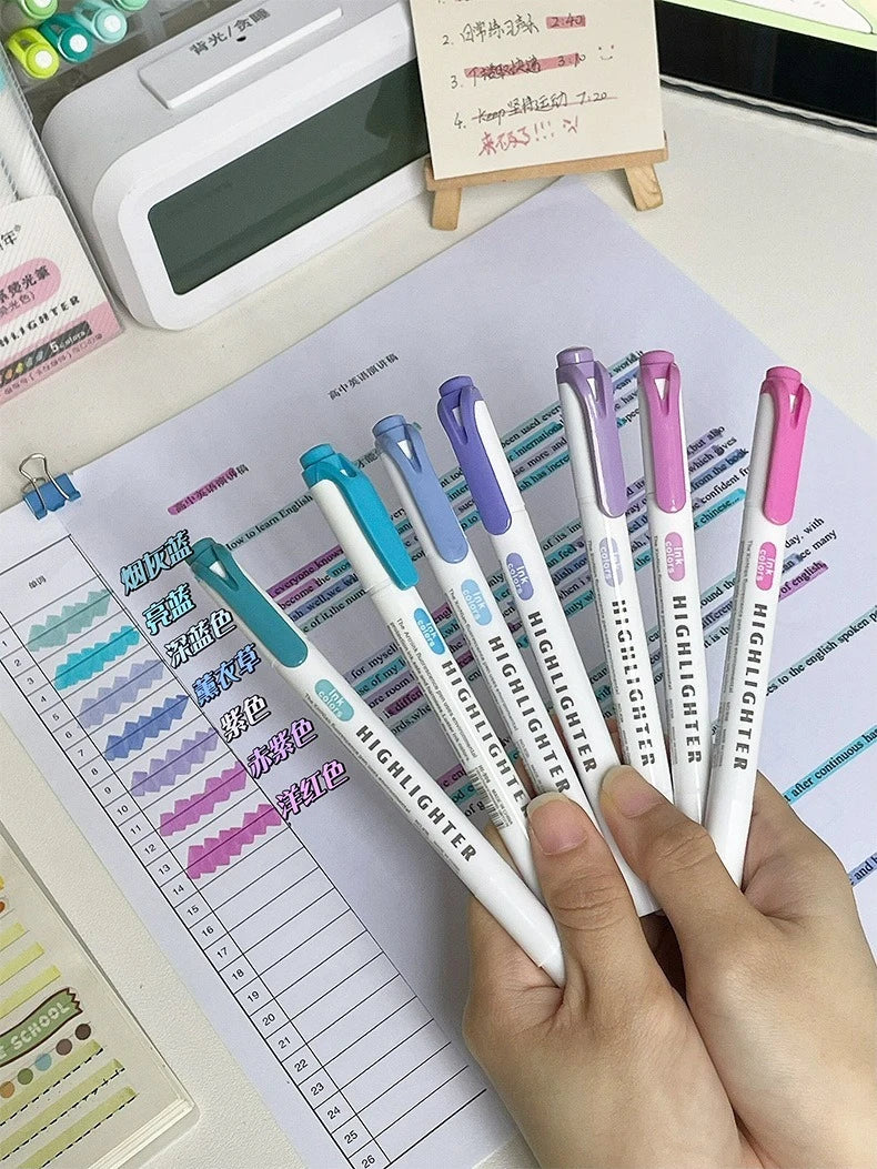 5/15PC Fluorescent Pen Set Student Marking Stroke Key Marking Pen High Beauty Color Handbook Pen Batch