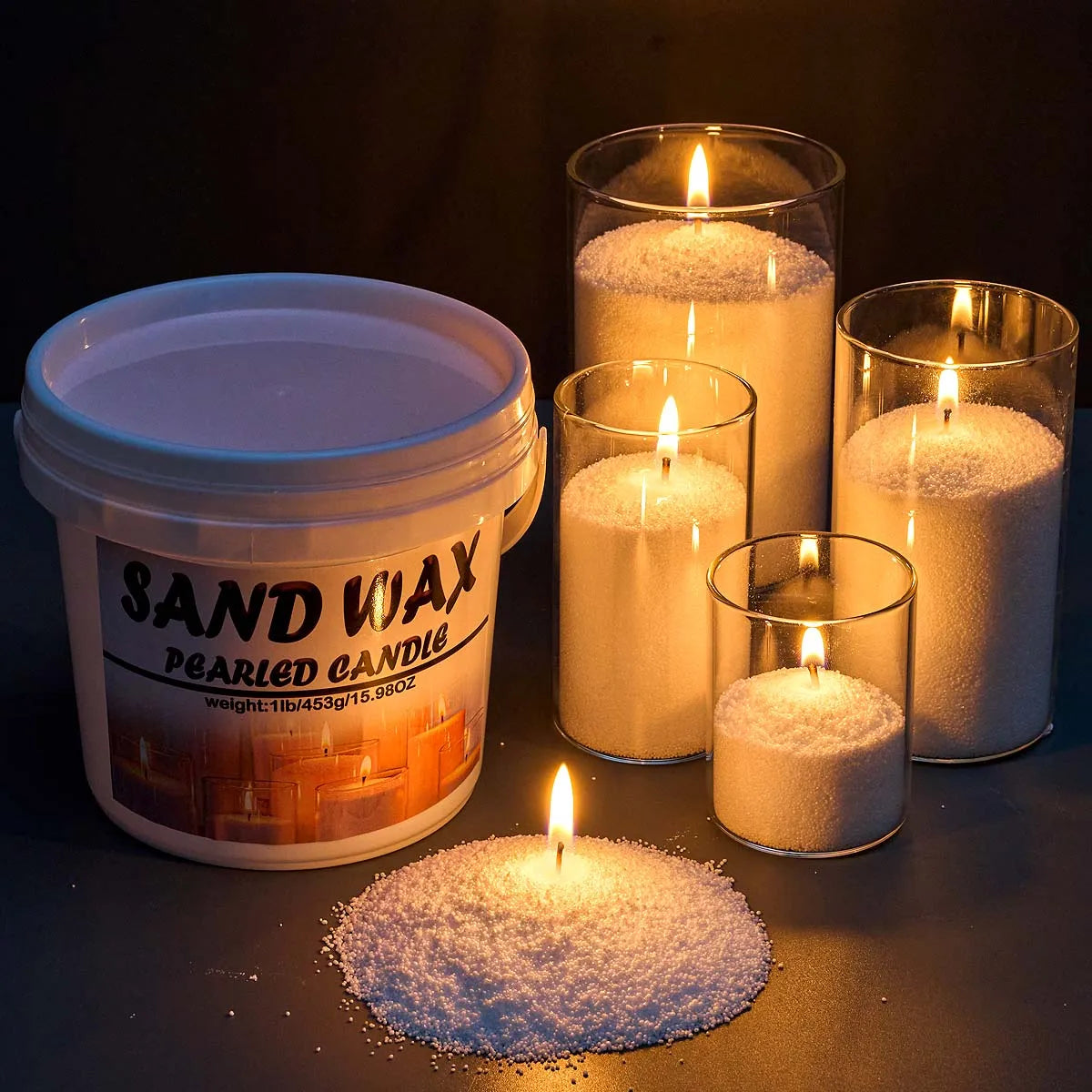 1LB Barrel White Sand Wax DIY Handmade Scented Candle Making Kit Ice Flower Wax Snowflake Wax Pearl Wax Sand Painting Materials