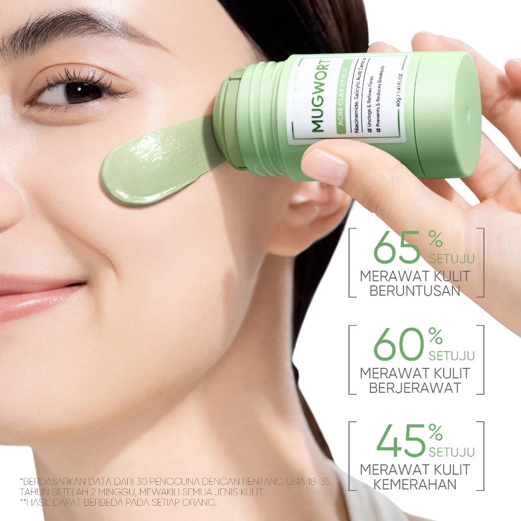 Mugwort Clay Stick Anti-Acne Clay Mask for Clean Pores and Blackheads Improve Acne Prone Skin 40g