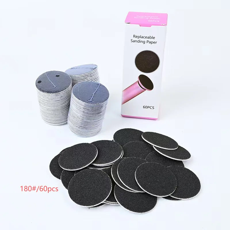 TP43mm 60pcs/Box Sandpaper For Electric  Paper Professional Pedicure Foot Dead Skin Nail File Cuticle Callus Replaceable Sandin