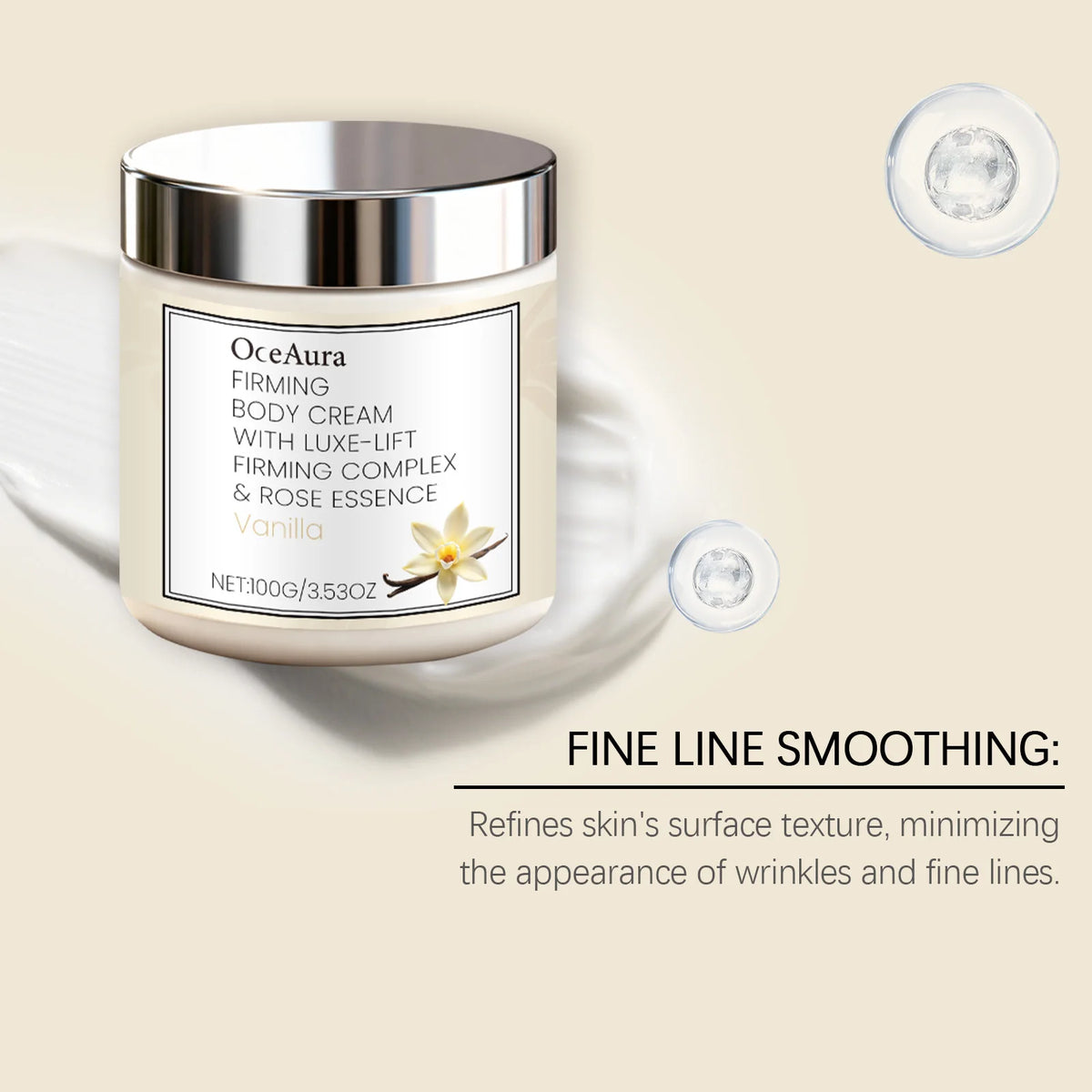 Vanilla Scented Body Cream Firming Moisturizer for Dry Skin Deep Hydration Wrinkle Smoothing Cream Rich Nourishing Body Butter