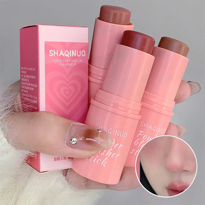 SHAQINUO Energizing Blush Stick - Natural Matte Finish, Creamy Texture, Easy to Blend for a Youthful Glow