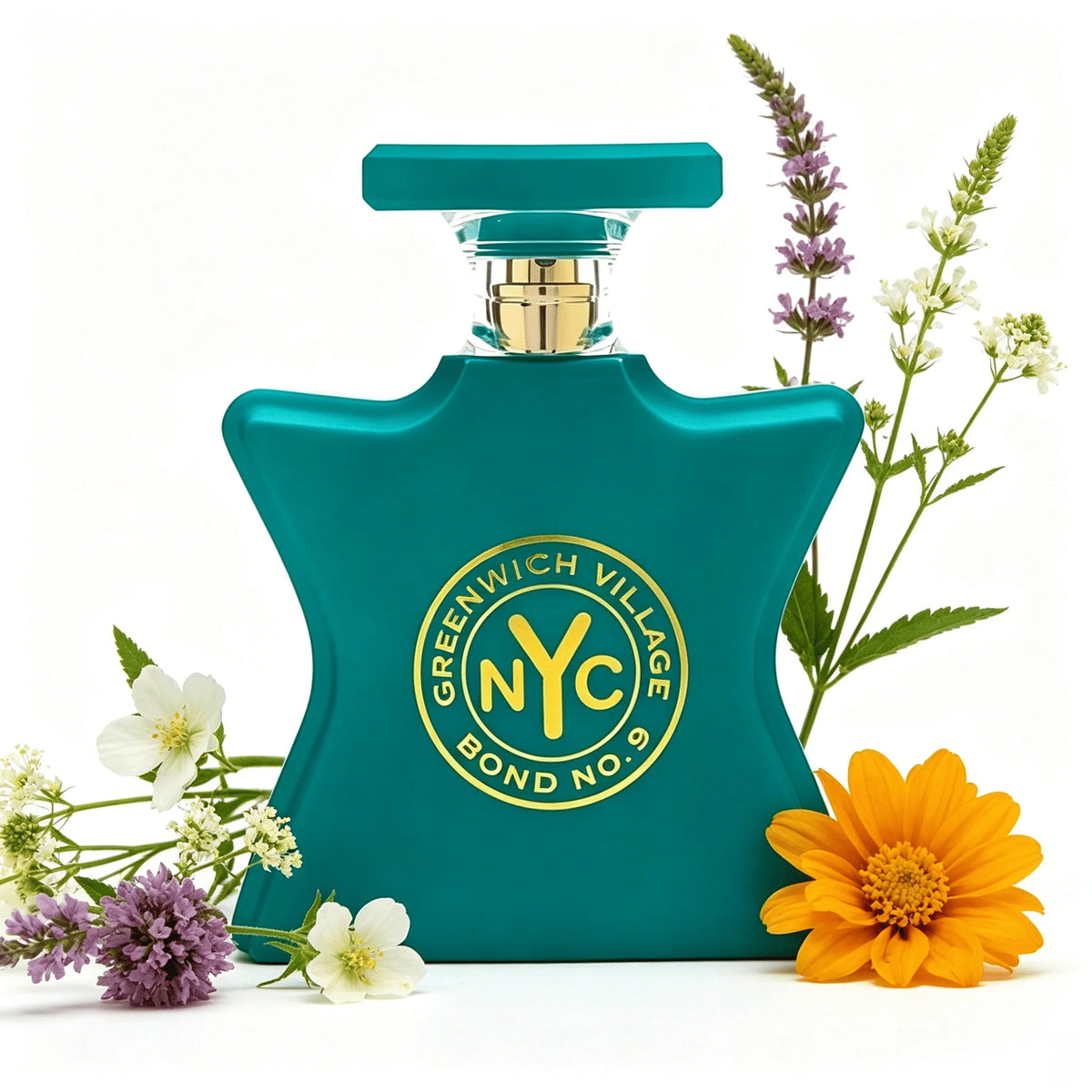 Bond No.9 Greenwich Village Eau de Parfum Green Star‑Shaped Bottle Golden NYC Emblem Rich Floral Woody Musk Scent Long Lasting Unisex Perfume Spray Luxury Gift