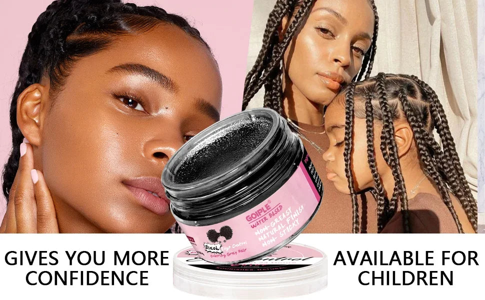 GOIPLE Edge Control Gel for Covering Gray Hair Filling In Thin Areas Black Styling Wax Strong Hold Broken Hair Finishing Pomade
