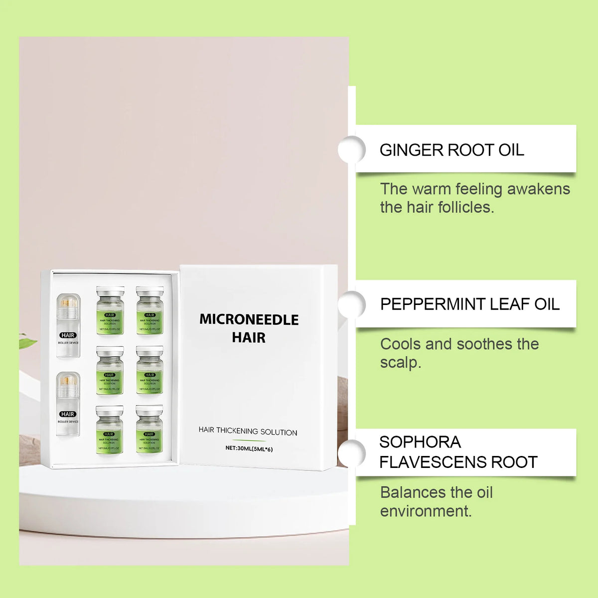 Nourishing Scalp Hair Serum Microneedle Roller Kit Reduce Hair Loss Strengthen Hair Roots Daily Care.
