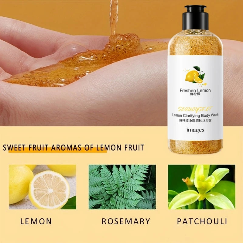 Fresh Fruit Purifying Scrub Shower Gel 300ml, with Kiwi Fruit Extract, Cherry Fruit Extract, Lemon Fruit Extract, Etc., for a Delicate, Cleansing, and Lightly Scented Experience. the Scrub Texture Is Refreshing and Moisturizi