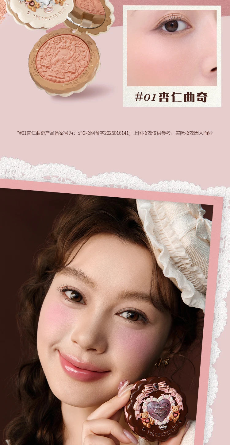 FLOWER KNOWS THE SWEETIE BEAR COLLECTION Silk Satin Blush Powder For Cheeks Contour Face Bunny Garden Blush Natural Matte Finish