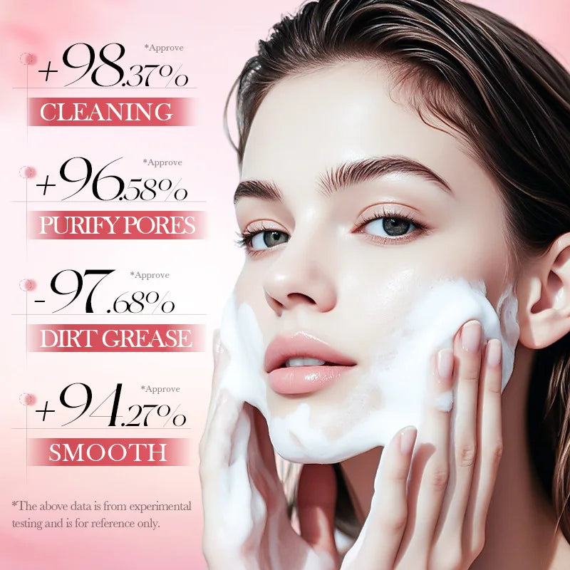 BIOAQUA Peach Facial Cleansing Mousse with Brush Gentle Touch Cleans Skin Oil Purify Pores Refreshed Non Tight Facial Cleanser