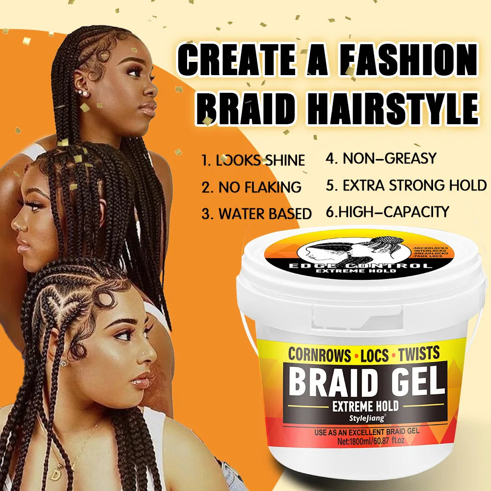 Braiding Hair Wax Edge Control, Strong Hold Long Lasting Hair Styling Wax, Large Capacity Big Jar Anti-Frizz Non-Greasy Hair Wax
