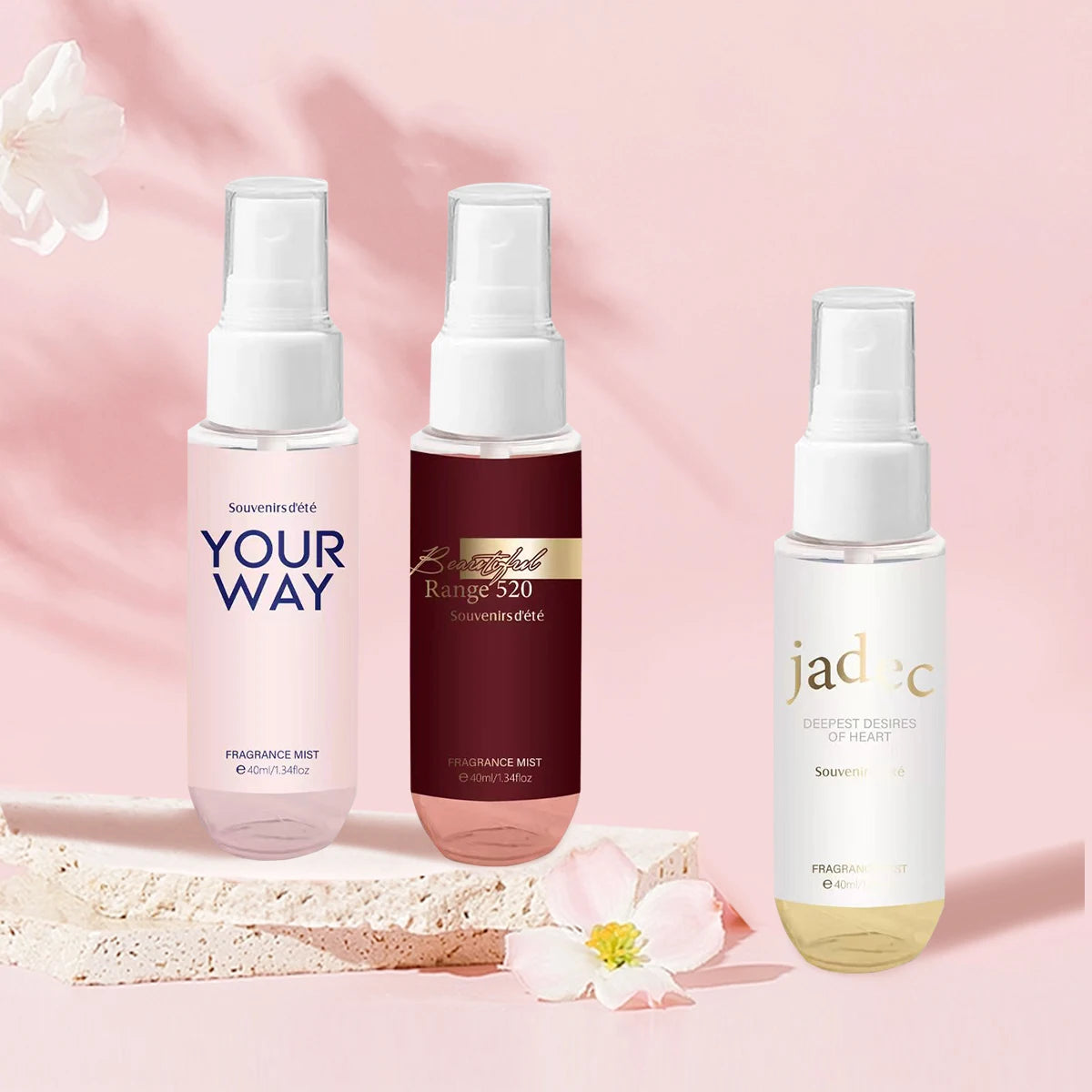 4pcs Pink Women's Body Perfume, Fresh Floral Fragrance Spray, Lasting Fragrance, Alcohol Free, Ideal Gift for Women