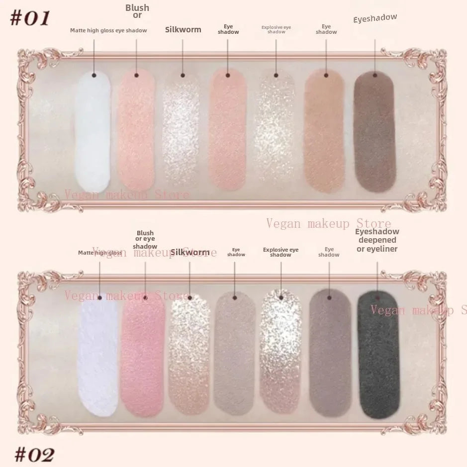 Flower Knows Moonlight Mermaid Eyeshadow Delicate Matte Glow Shimmer Chameleon Waterproof 5 Color Glitter Eye Shadow Palette