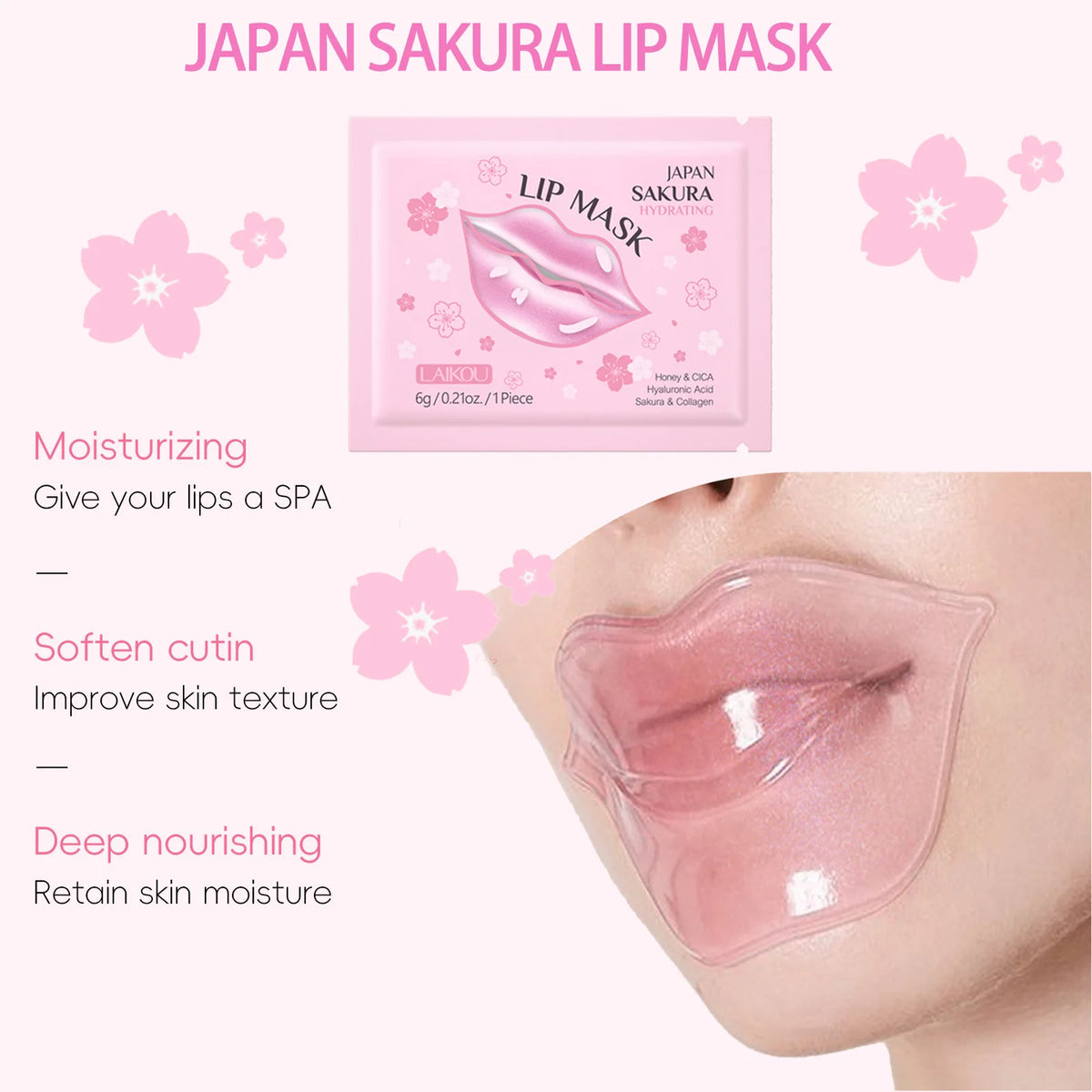 LAIKOU 5/10pcs Lip Mask Lip Care Moisturizing Hydrating Repair Lighten Lip Lines  Gel Patch Lips Pad Patches Care Products