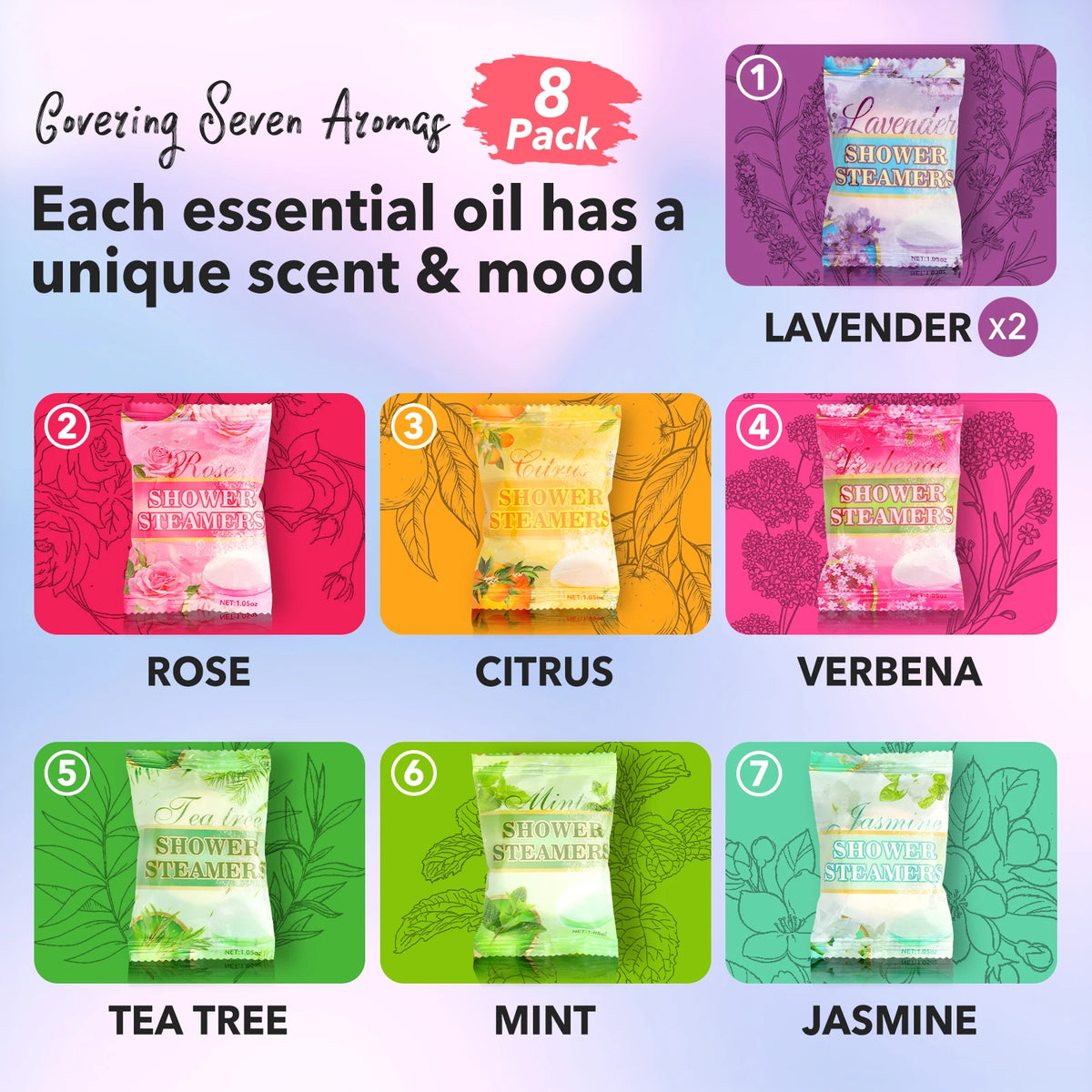 Shower Steamers Aromatherapy - Birthday Gifts for Women, 8 Pack Shower Bombs with Essential Oils, Spa Gifts for Women