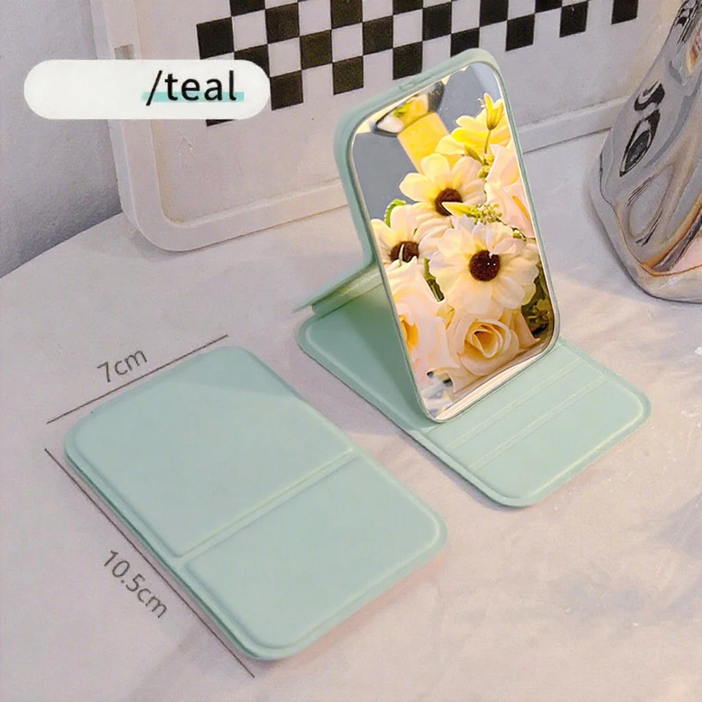 1pc Mirror Makeup Mirror Portable Folding Mirror Girl Makeup Mirror HD Desktop Stand up Mini Portable Small Mirror Travel