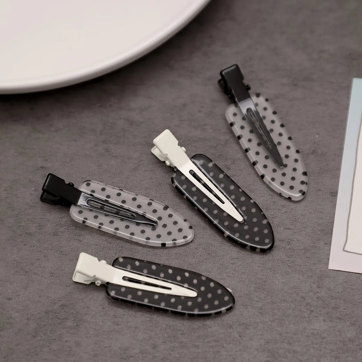 Black White Polka Dot Acrylic Hair Clips Minimalist Secure Hold Suitable for Daily Wear Party Outfits Hair Styling Accessories