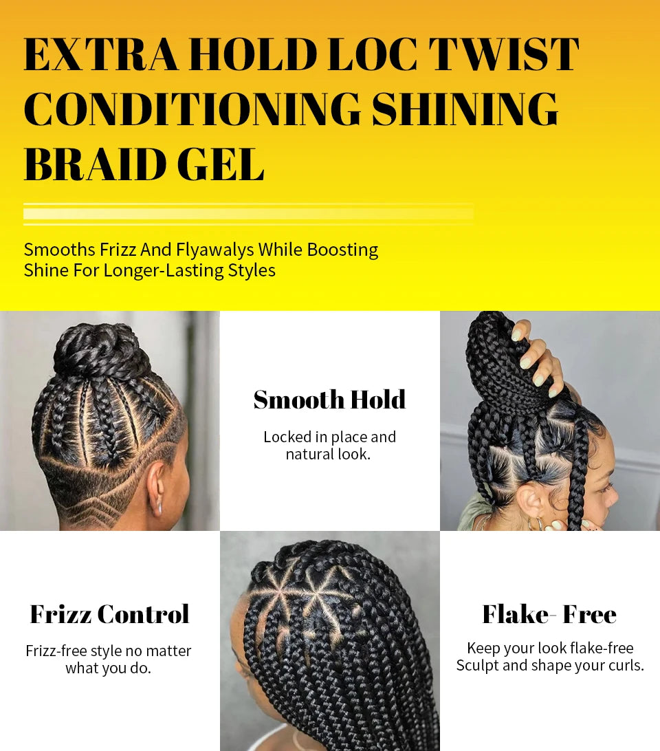 Styling Braiding Gel Wax Strong Hold Pomade African Curly Hair Braid Gel Anti Itch Shaping Hair Edge Control Cream Braiding Oil