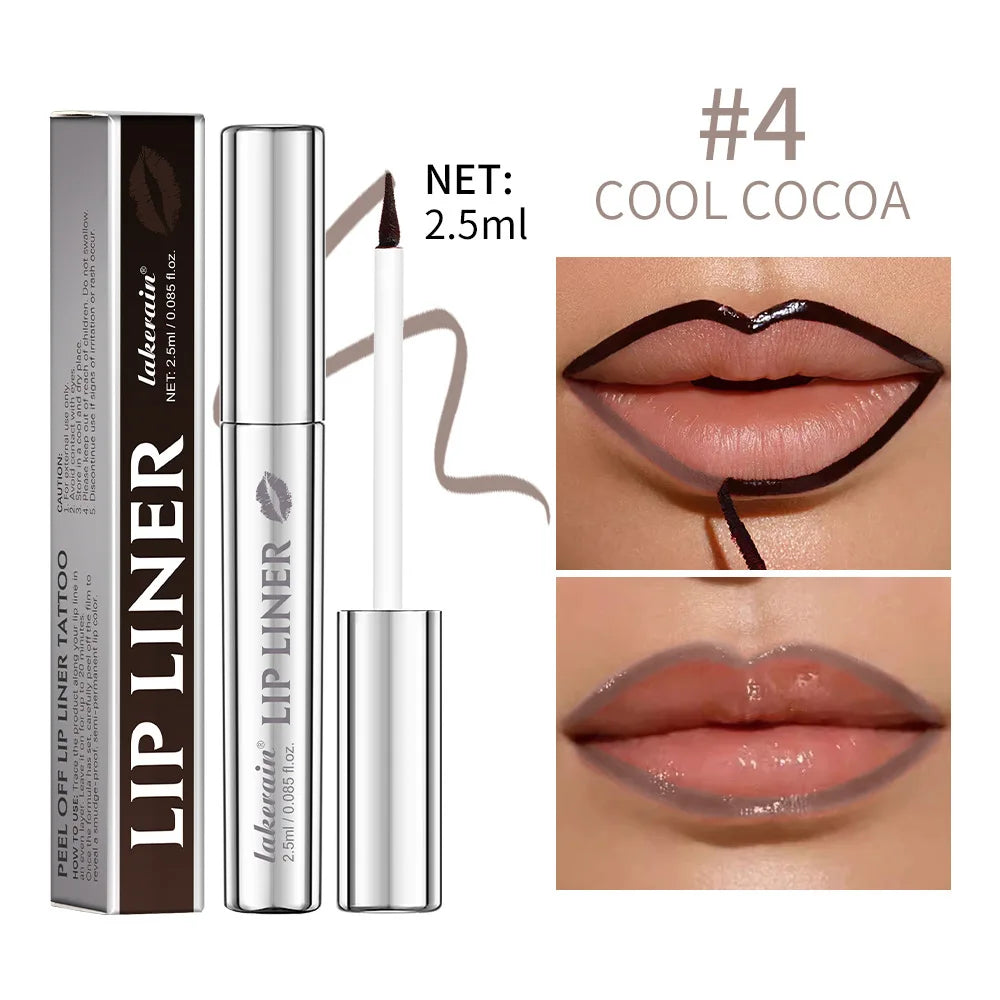 Waterproof Lip Liner Peel Off Tattoo Lipgloss Waterproof Long Lasting Matte Lip Tint Brown Contour Tear-off Lips Stain Cosmetic