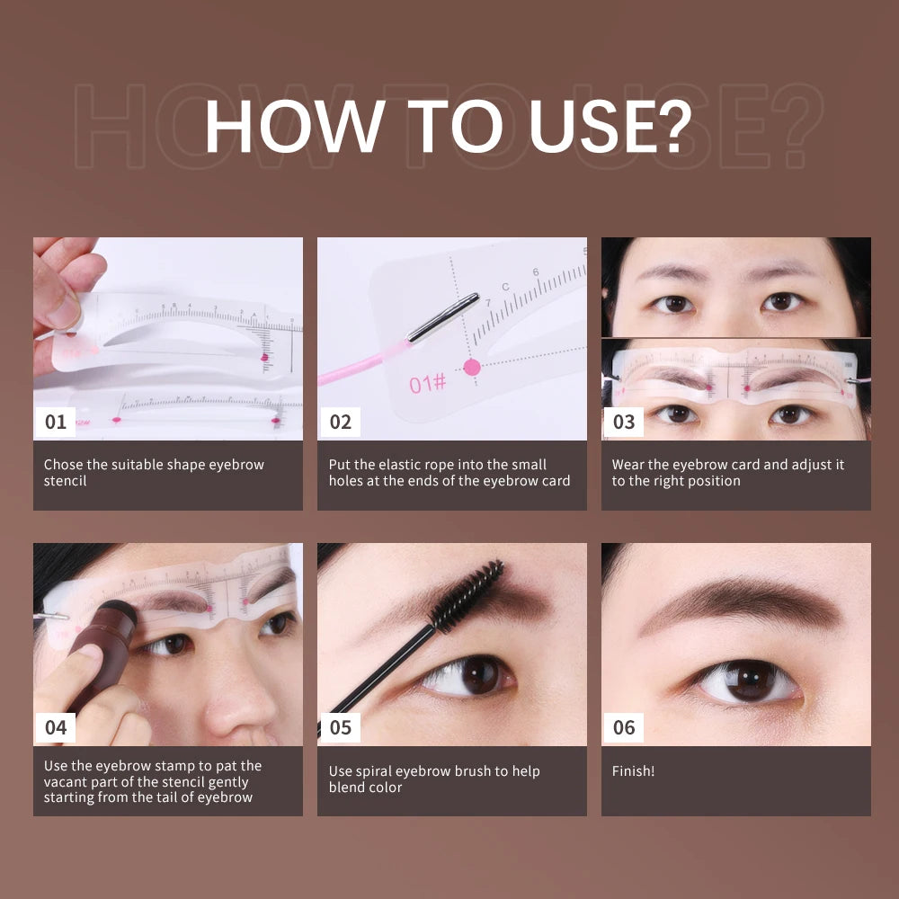 Complete Professional Makeup Brushes Eyebrow Powder Stencil Kit Waterproof Long Lasting Eyebrow Enhancers Brow Powder Stamp 1.8g