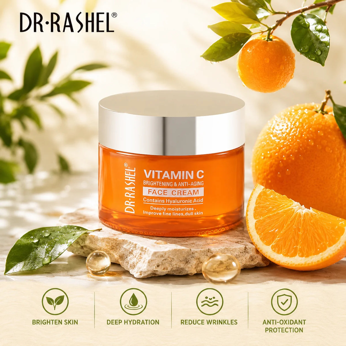 DR.RASHEL Vitamin C Series Creams Refreshing Non-Greasy Day Cream With Sun Protection Comprehensive Care And All Skin Needs 50g