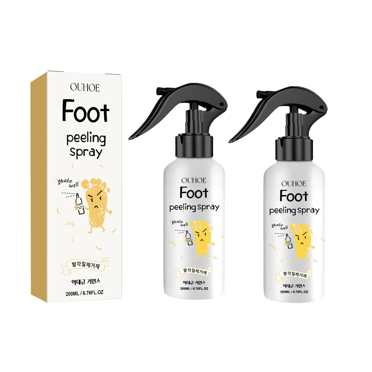 Ouhoe Foot Exfoliating Spray 72H Moisture Lock Callus Softener Anti Dry Crack Repair Odor Control Brightening Foot Care Liquid