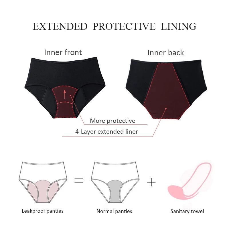 4-Layer Absorbent Leakproof Menstrual Panties For Women Period Heavy Flow Physiological Pants Plus Size Cotton Postpartum Briefs