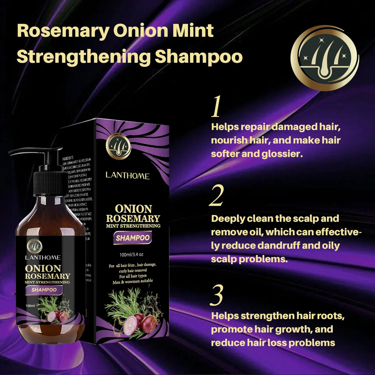 100ML Hair Shampoo For Fast Hair Growth Rosemary Onion Shampoo 30ML Spray Anti Hair Loss Effective Within 7 Day Hair Growth