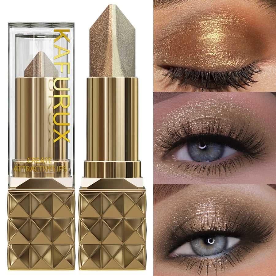 Two Color Eye Shadow Stick Shimmer Glitter Brown Color Dimensional Natural Without Taking Off Makeup Eye Cosmetic for Women Gift