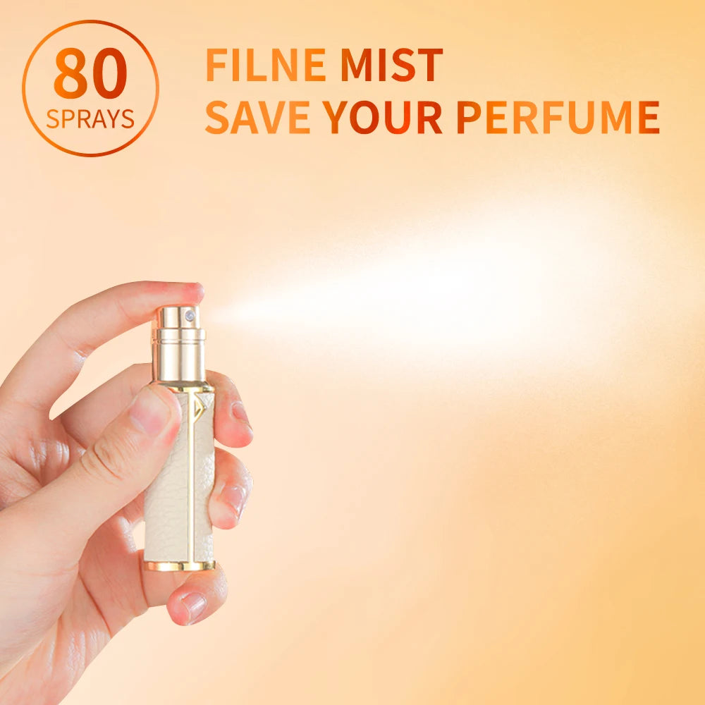 5ml PU Leather Mini Perfume Atomizer Bottle Sprayer Suitable for Boarding Tight Sealing Travel Customized Refillable Bottles