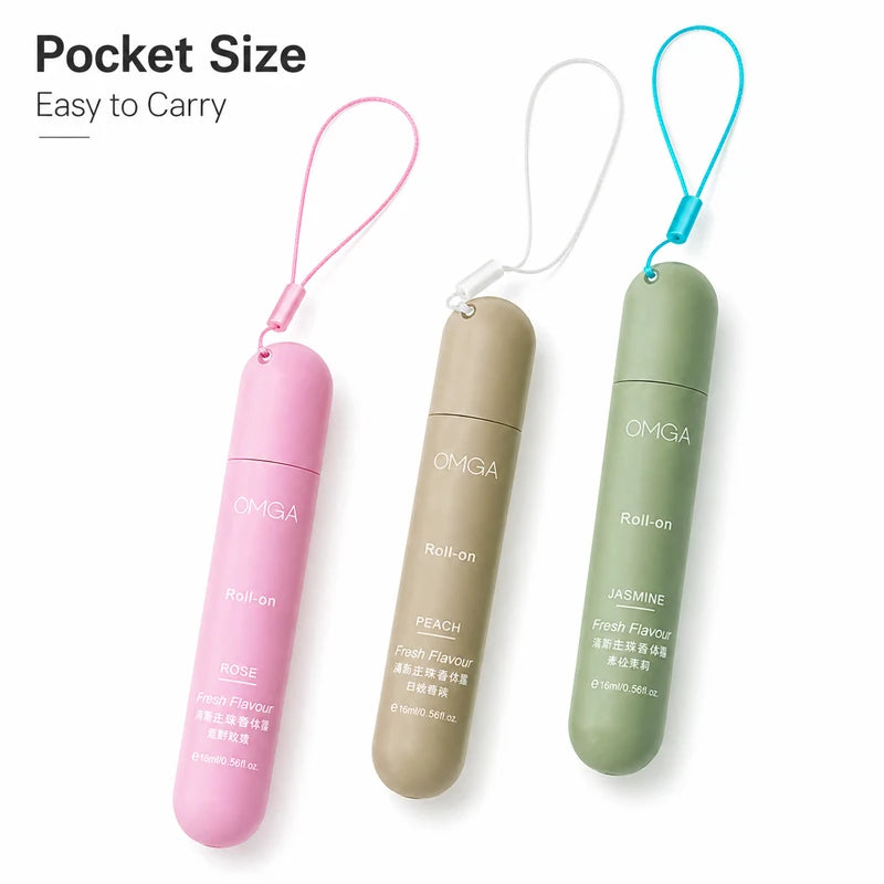 3pcs Portable Roll On Perfume Set 16ml Fresh Body Fragrance for Women Travel Size Long Lasting Scent Rose Peach Jasmine