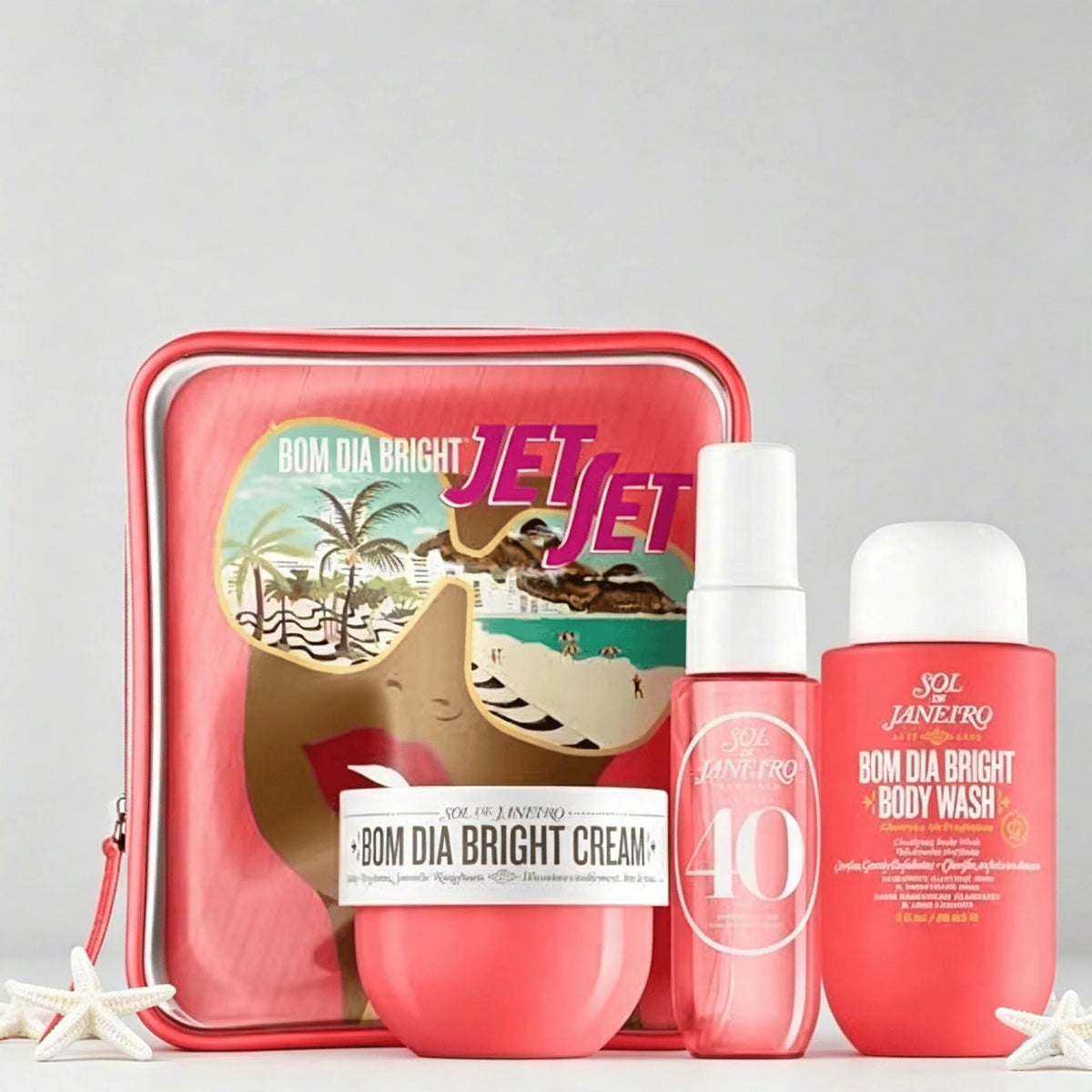 Sol De Janeiro Bom Dia Bright Jet Set Women Perfume Set Cheirosa 40 Body Mist Cream Wash Travel Mini Perfume Kit Beach Luxury Gift Perfume for Her