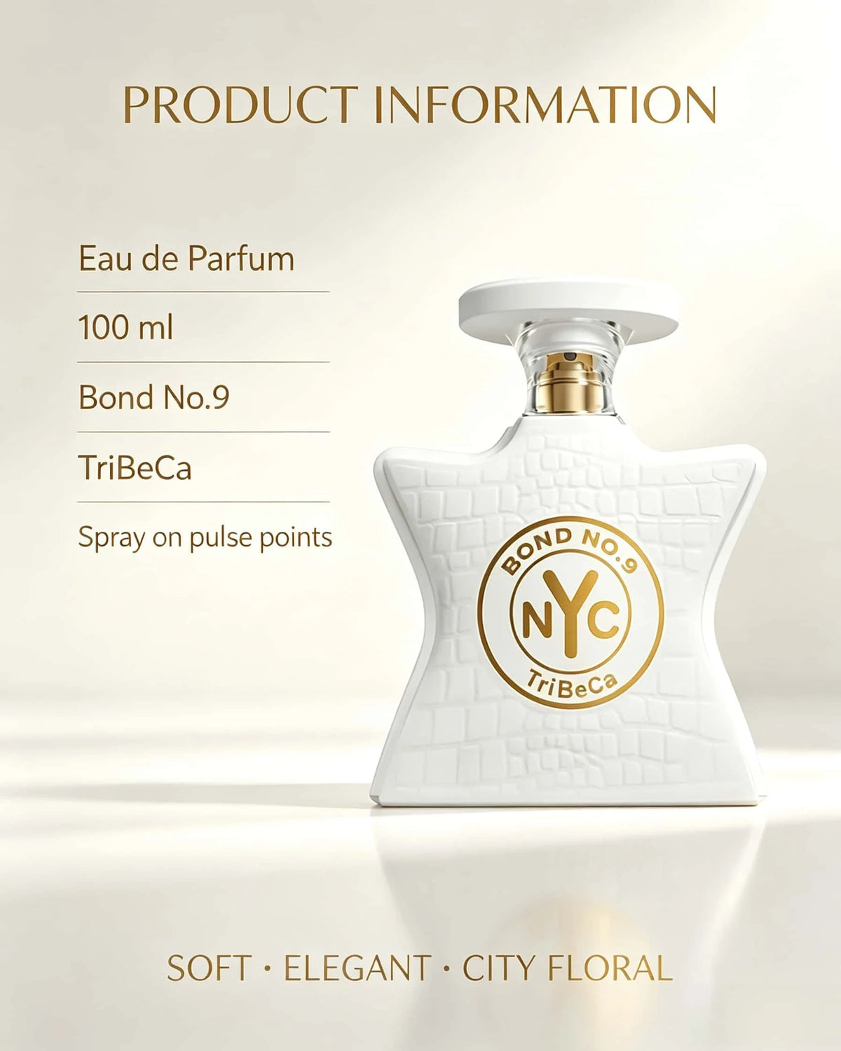 Bond No.9 TriBeCa Unisex Eau De Parfum 100ml Luxury Gourmand Woody Fragrance Long Lasting Perfume Spray Exquisite White Embossed Bottle Gift for Men Women