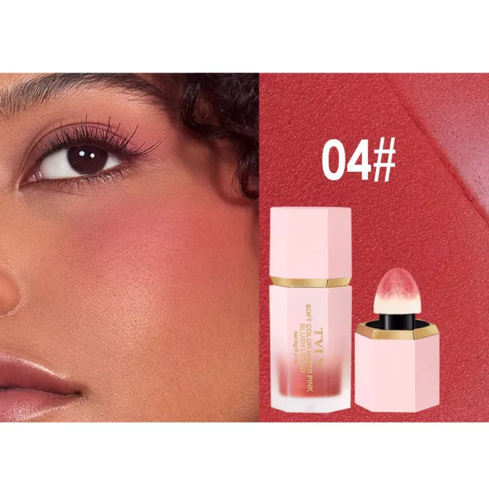 TVLV Velvet Liquid Blush Matte Sponge Head Blusher Natural Lasting Brighten Facial Contour Blush Tint Makeup