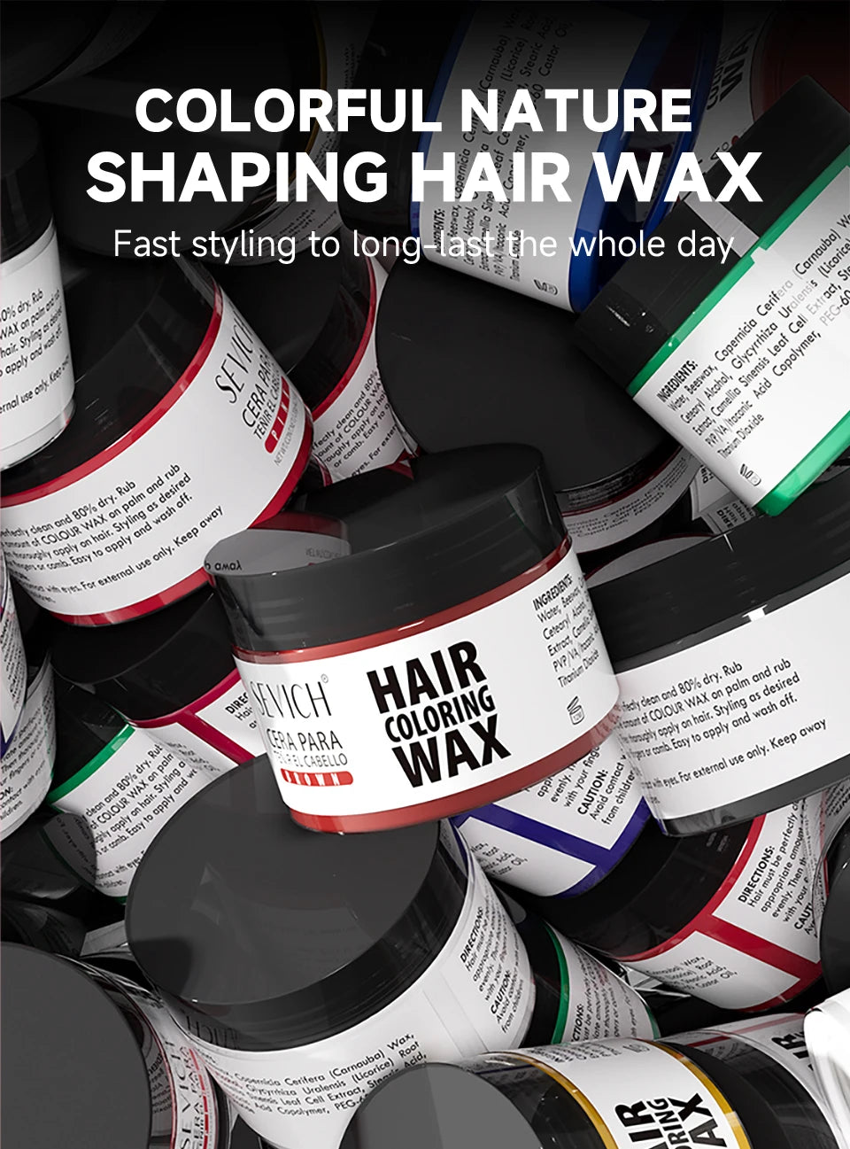 Sevich Hair Color Wax Temporary Hair Colour Cream Long Lasting Hair Dye Cream Unisex One-time Hair Color Gel For Beards Eyebrow
