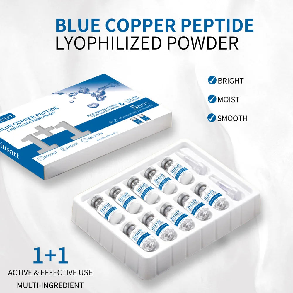 Blue Copper Lyophilized Powder Set Moisturizing Whitening Face Serum Anti Wrinkle Smooth Tender Skin Care Brighten Essence