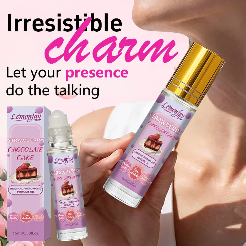 Lemonfay Strawberry Chocolate Cake Pheromone Perfume Oil | Non-Alcoholic Portable Roll-On | Long Lasting Sweet Scent 15ml