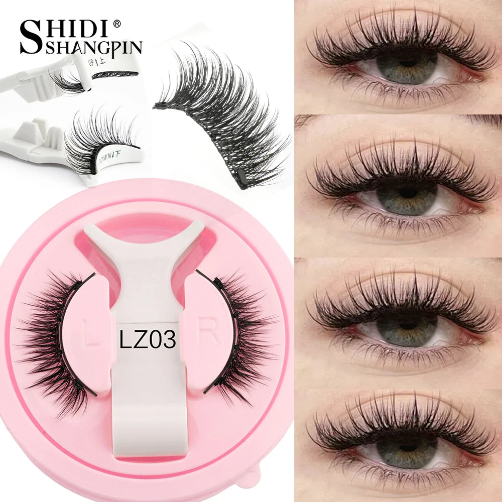 Reusable Magnetic Eyelashes 1 Pair Natural Curly Fluffy Magnetic False Eyelashes No Glue Needed Lashes Makeup with Tweezer Set