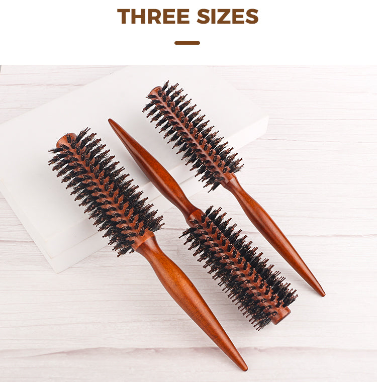 12 Style Wood Handle Round Rolling Brush Straight Twill Hair Comb Boar Bristle Round Barrel Hair Curling Brush Hairdressing Tool