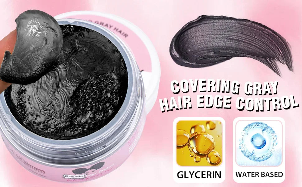 GOIPLE Edge Control Gel for Covering Gray Hair Filling In Thin Areas Black Styling Wax Strong Hold Broken Hair Finishing Pomade