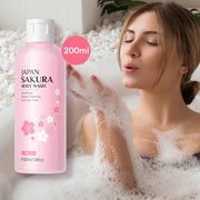 LAIKOU Japan Sakura Body Wash Gentle Cleanser Smoothing Shower Gel Skin Brightening Treatment Amino Acid Formula