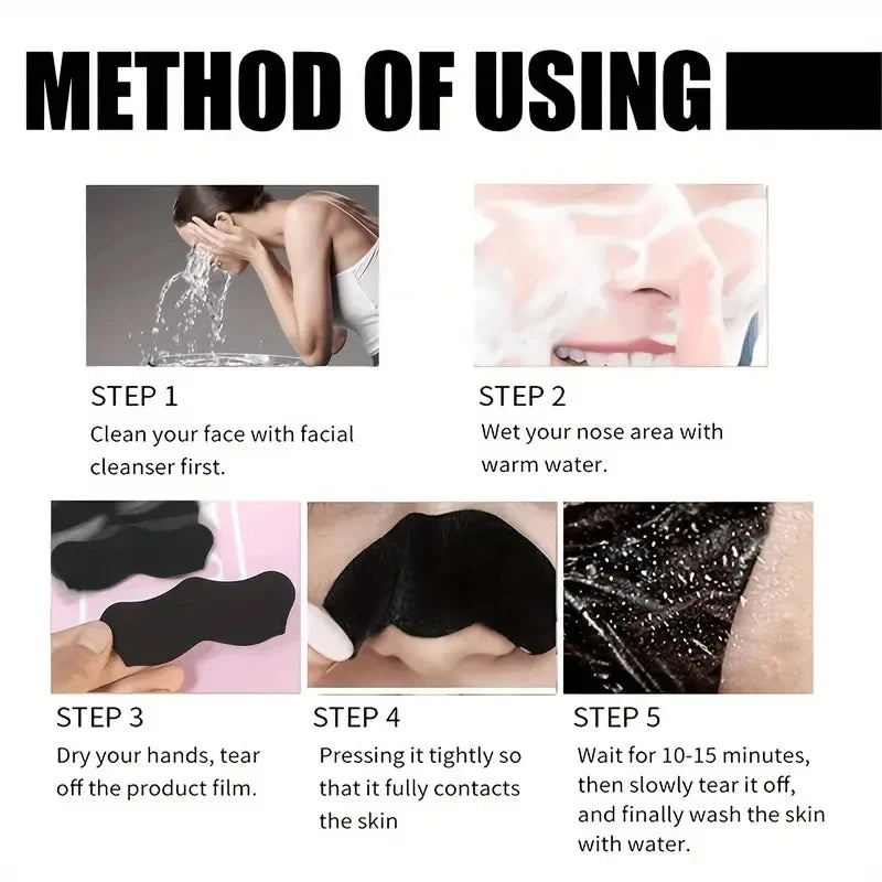 50/100PCS Bamboo Charcoal Nasal Strips Blackhead Remover Mask Acne Pimples Treatment Patch Shrink Pores Nose Stickers Skin Care
