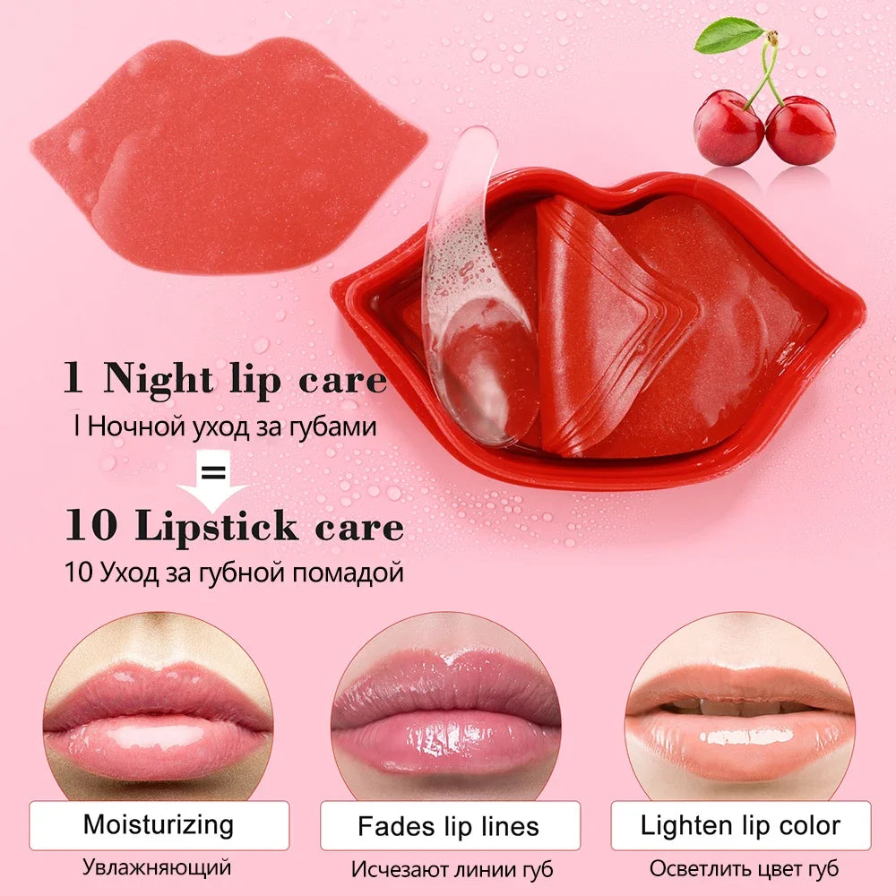 BIOAQUA Cherry Gollagen Hydrating Lip Mask Moisturizing Nourishing Anti-Drying Lightening 20pcs