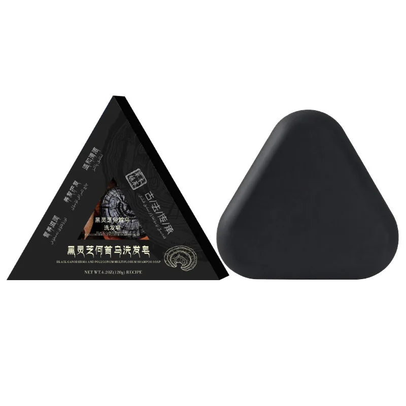 Natural Black Hair Shampoo Soap Handmade Bar With Ganoderma Polygonum Multiflorum Nourishing Shiny Hair Herbal Hair Growth Soap
